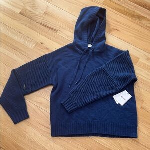 Women's Fisherman Wool-Cashmere Hoodie Midnight Blue Sz S
